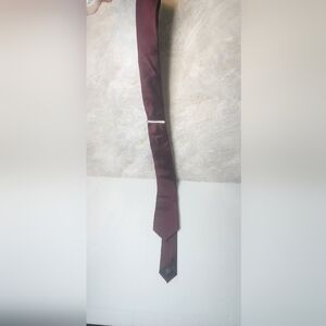 Express Burgundy Wine Tie with Silver Clip